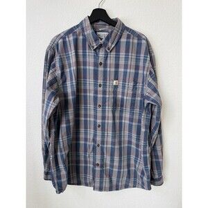 Carhartt Men's Relaxed Fit Long Sleeve Button-Up Shirt Checkered , Size XL